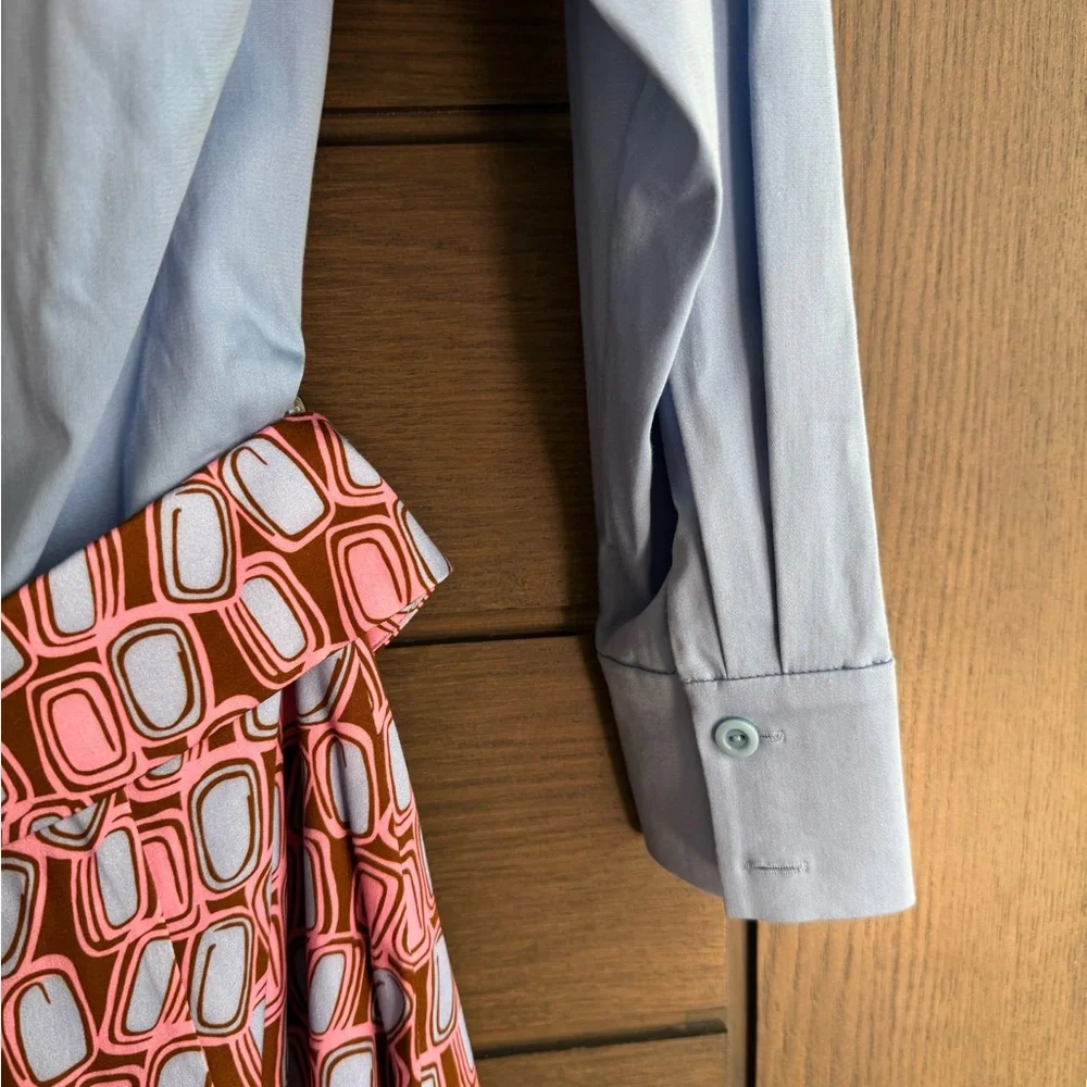 Alexis Light Blue Dress Shirt with Patterned Skirt - Picture 8 of 14